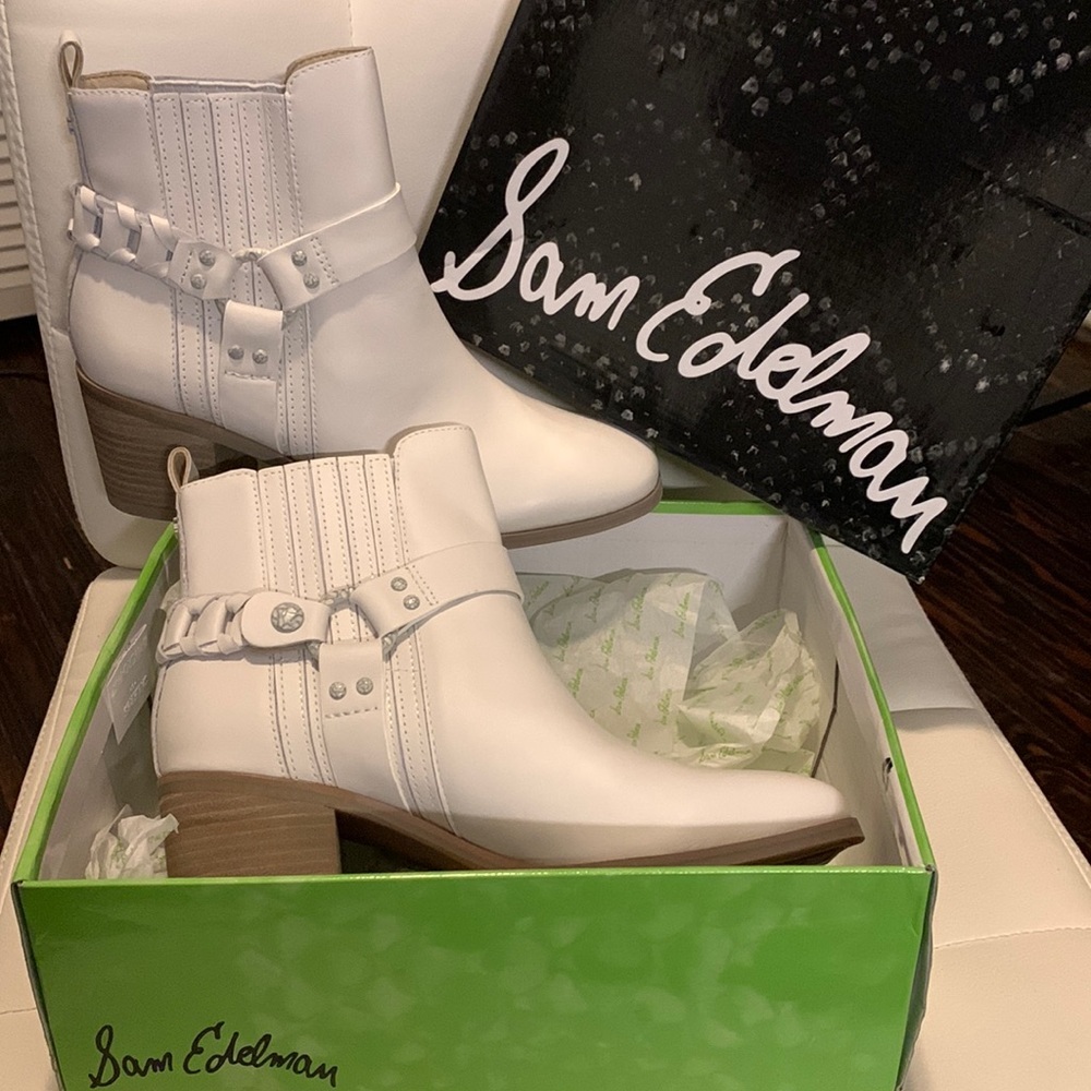 Sam Edelman Dalma white leather boots
